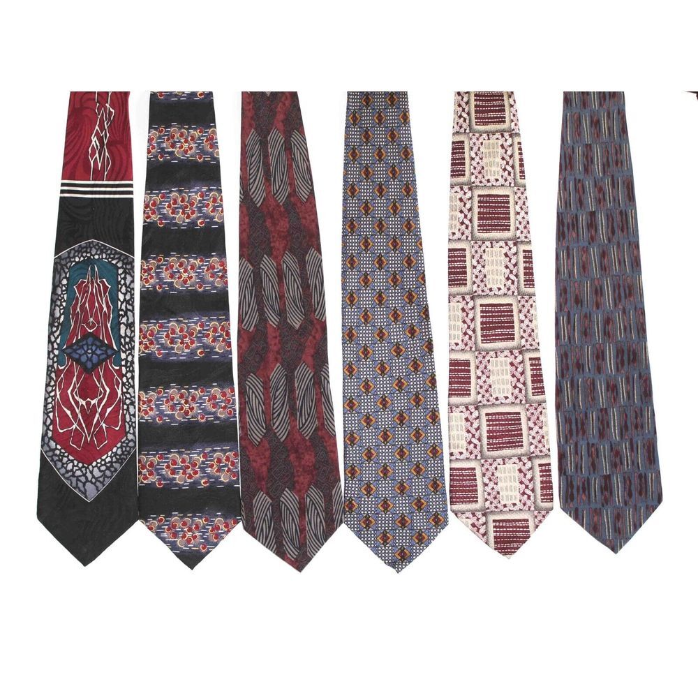 Roffe Accesories 4" Mens Necktie Lot of 6 Designer Ties 58"